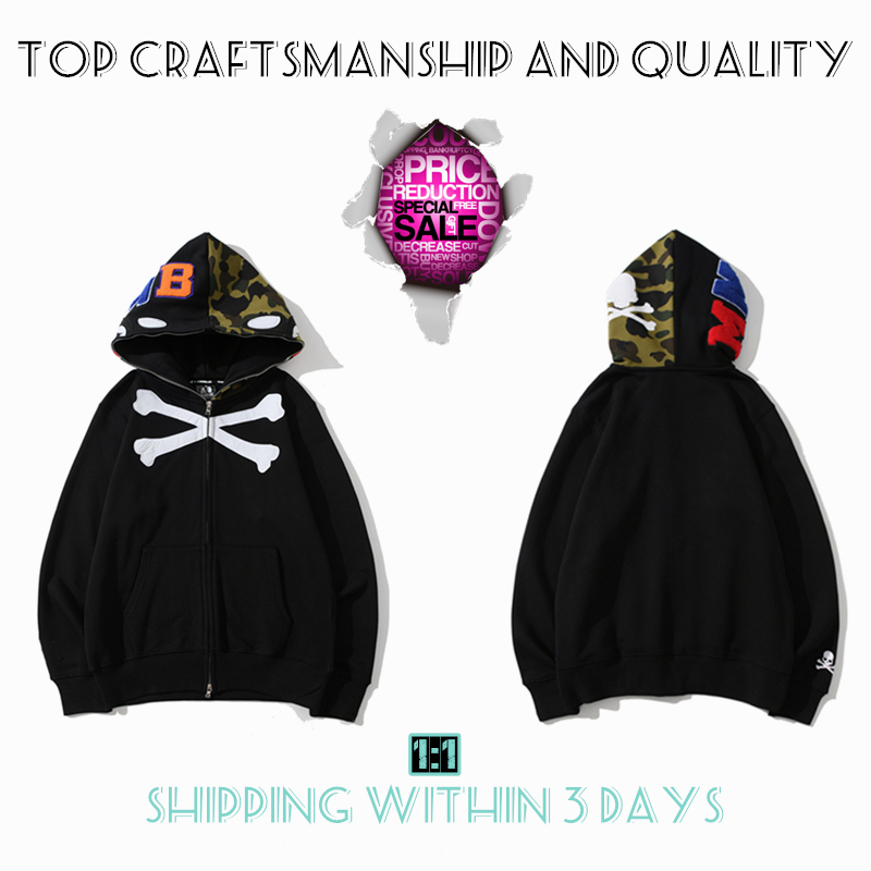 

Top Craftsmanship Mens hoodies shark pullover apes hoodie designer jacket tiger full zip Harajuku sweatshirt Fashion co-branding camouflage Luminous hoodys 1-4, 1 button