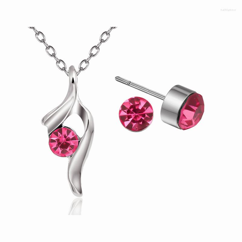 

Necklace Earrings Set Japan And South Korea 2022 Fashion Personality Creative Simple Ladies Crystal Pendant Wholesale, Picture shown