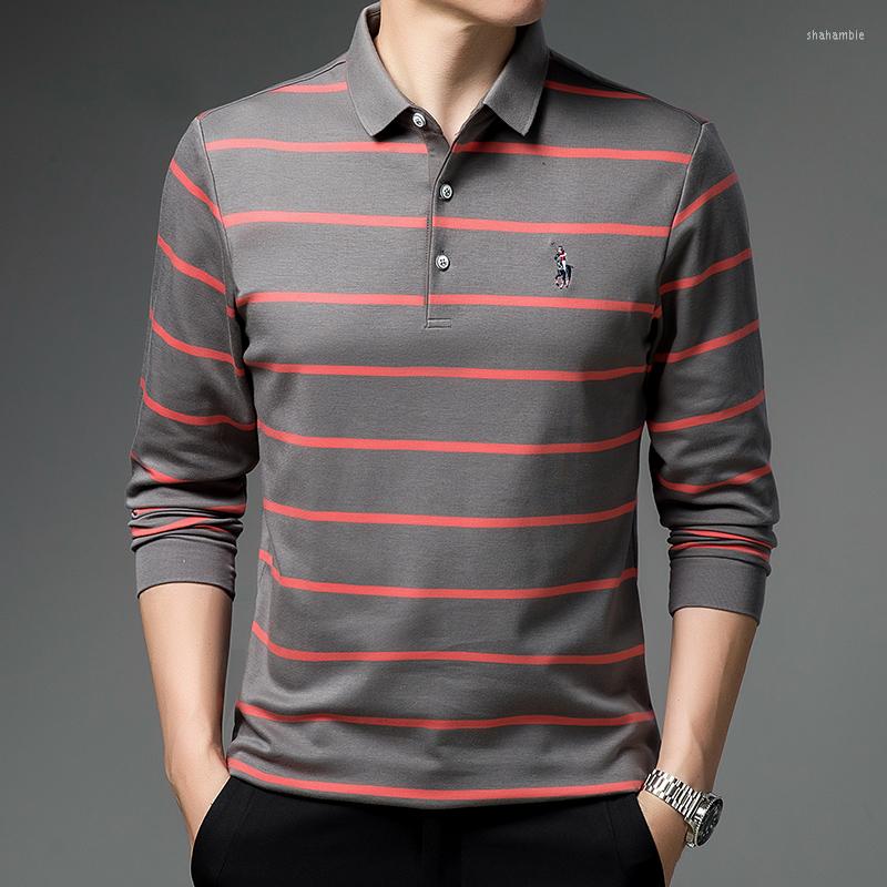 

Men's Polos MLSHP Cotton Long Sleeve Mens Polo Shirts High Quality Spring And Autumn Business Casual Embroidery Male Tops Man Clothing 3XL, Red