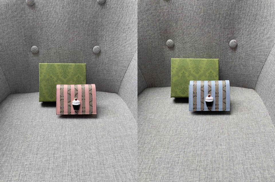 

TZ Fashion Wallet Ladies Candy Cane Purse Womens short fold purses Classic Letters Plaid Pattern Pink and Blue Striped Wallets men Card Holder Designer Wallets 11CM