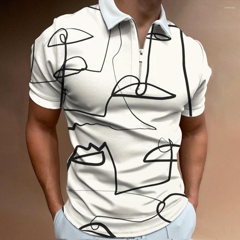 

Men' T Shirts Zipper Polo Shirt Tie-dye Various Printing Dyeing Lapel Short-sleeved Turndown Collar Pullover Casual T-shirt