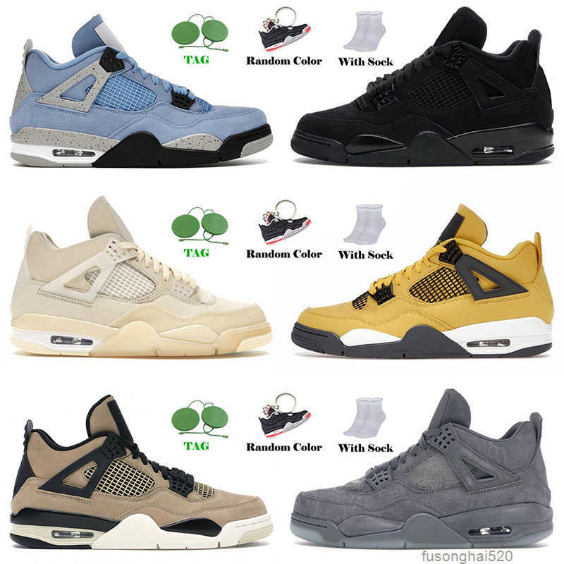 

Top Fashion Jumpman Sneakers Basketball Shoes 4 4s IV Univeristy Blue Black Cat Sail Kaws Grey Mushroom Pure Money Mens Womens Trainers JORDON, D6 black cat 36-47