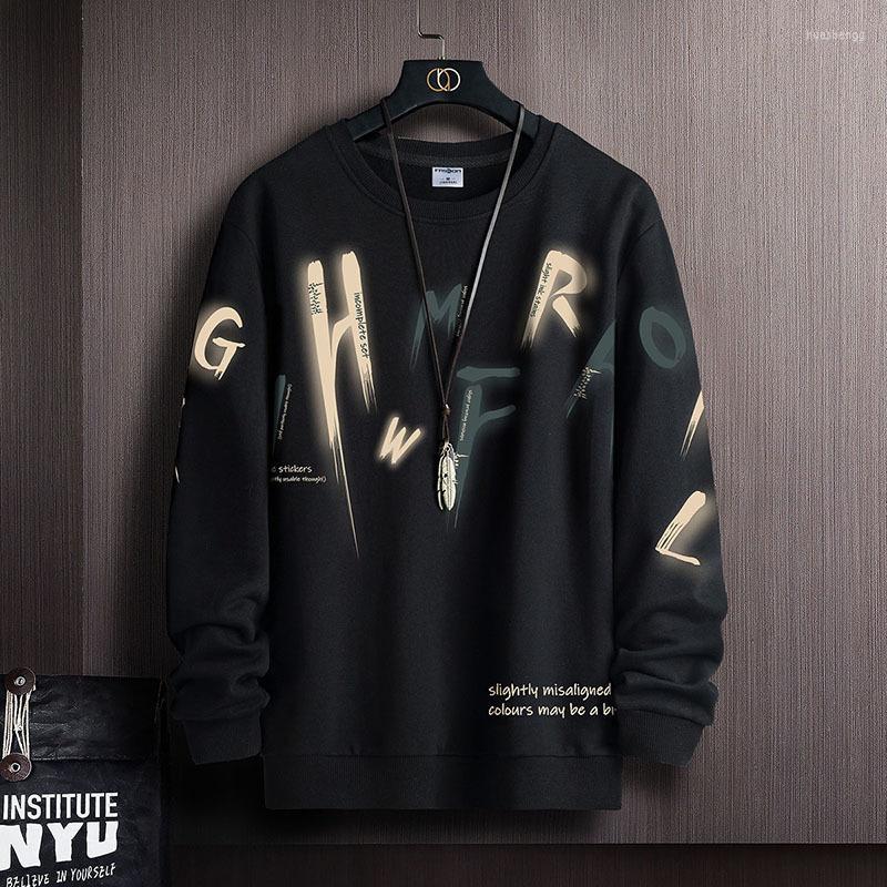 

Men's Hoodies Men's & Sweatshirts Hoodie Autumn Winter Creative Printed Long-sleeve T-shirt South Korea Boys INS Round Collar Pullover, Black
