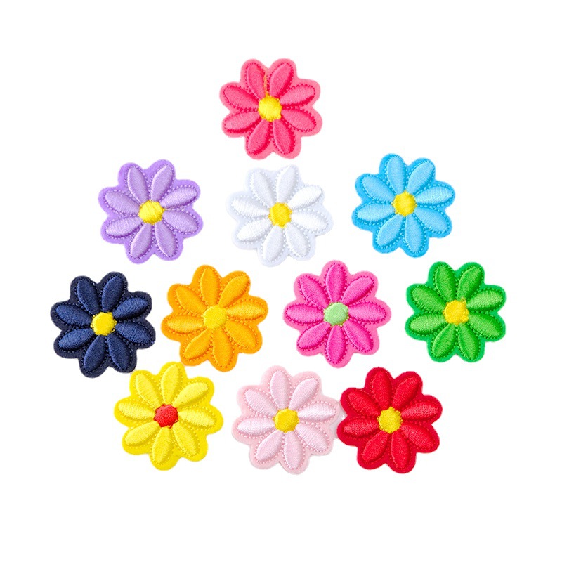 

Notions Colorful Daisies Flower Embroidered Patch Sew on or Iron on Patches Applique Clothes Pants Hat Jeans Backpacks