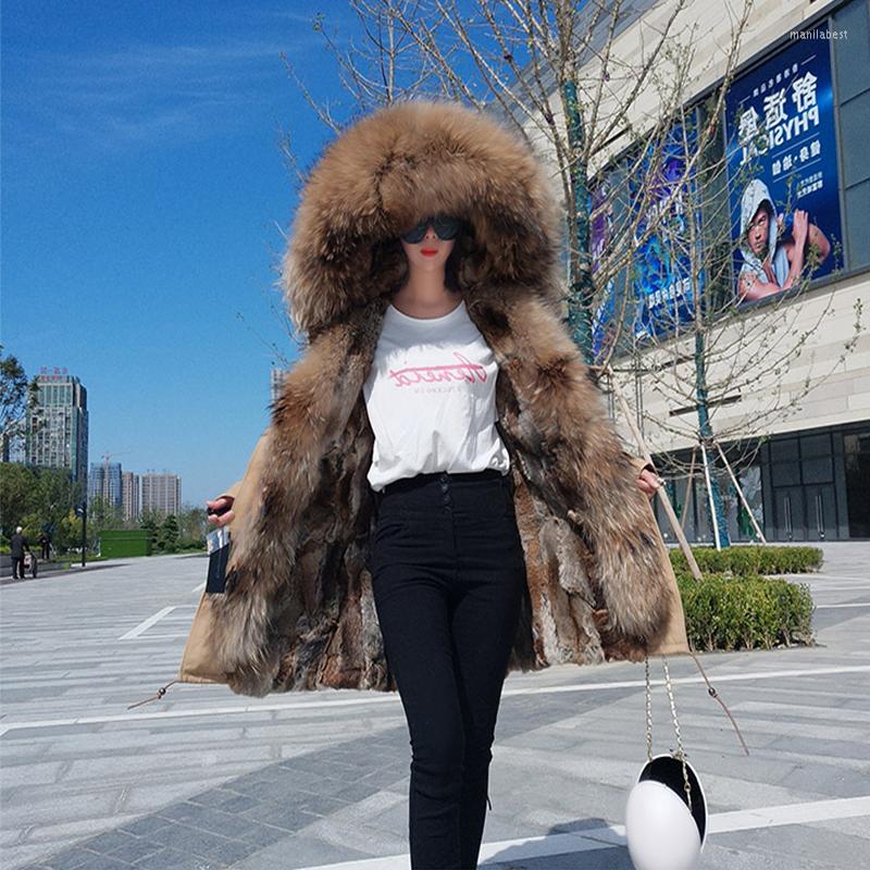 

Women's Fur 2022 Fashion Winter Woman Coat Parkas Large Raccoon Collar Hooded Detachable Rex Lining Removable Sleeves, 29