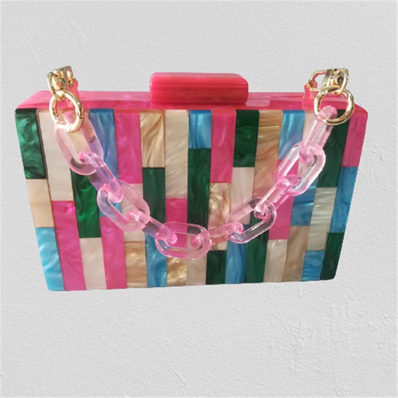 

Evening Bags Trendy Handbag Brand Fashion Women Bag Colorful Striped Acrylic Luxury Party Woman Cute Wedding Box Clutch Purse, As picture show