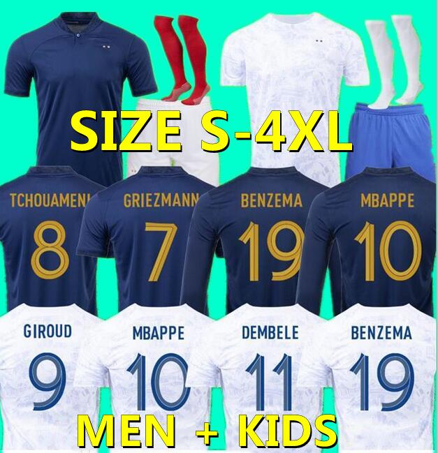 

Maillots de football 2022 French Soccer Jerseys Francia BENZEMA Football shirts MBAPPE GRIEZMANN POGBA GUENDOUZI kante maillot foot shirt hommes enfants MEN kids, 22/23