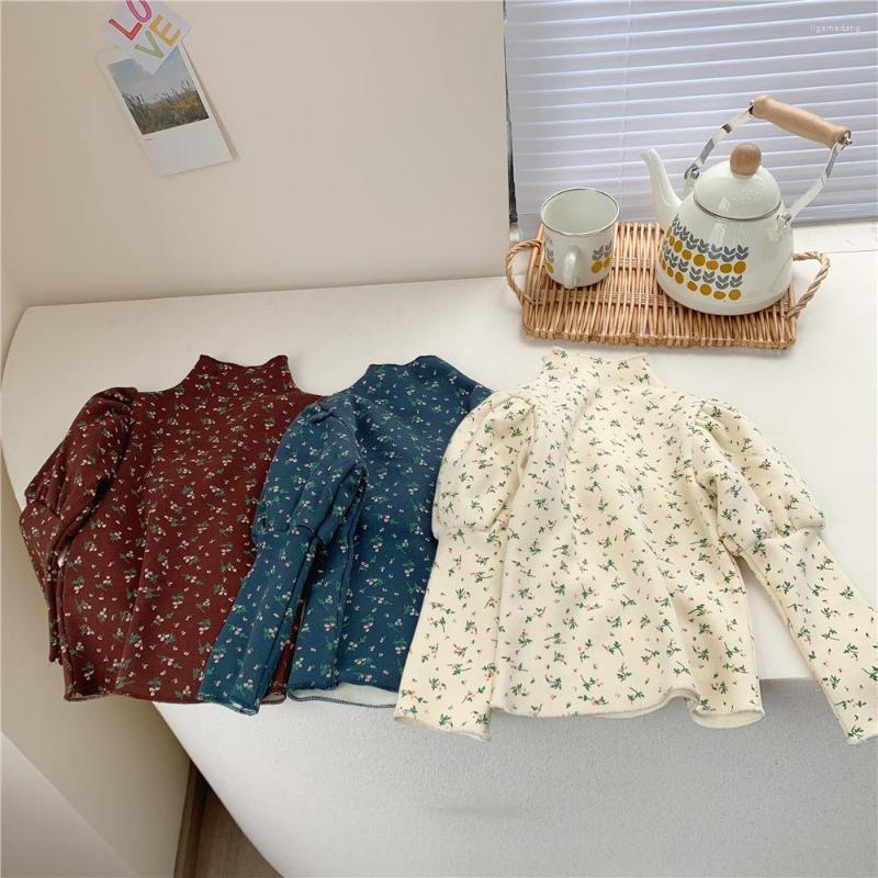 

Shirts 2022 Autumn Arrival Girls Fashion Floral T Shirt Kids Fleece Tops Fall, Beige