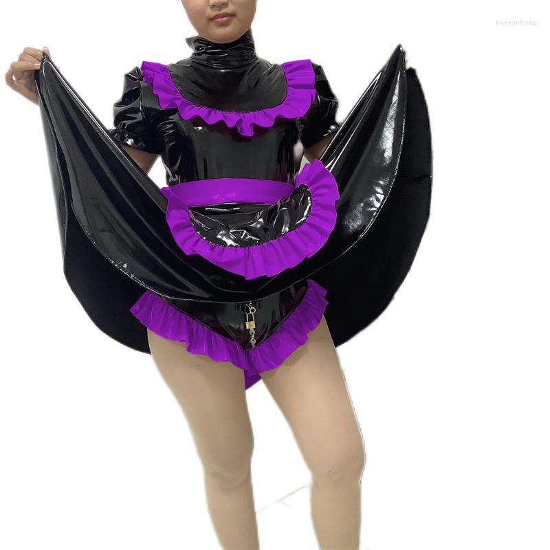 

Plus Size Dresses Lockable SISSY Dress PVC Cute Lolita Maid Costumes Japanese Anime Cosplay Cross Dressing Uniform Apron Tailor-madePlus, Orange