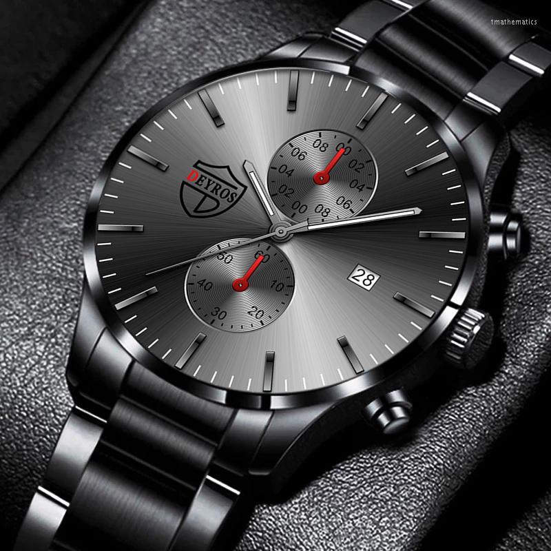 

Wristwatches Luxury Fashion Mens Watches For Men Stainless Steel Quartz Wrist Watch Calendar Luminous Clock Man Business Casual Leather Watc, Leather blue white