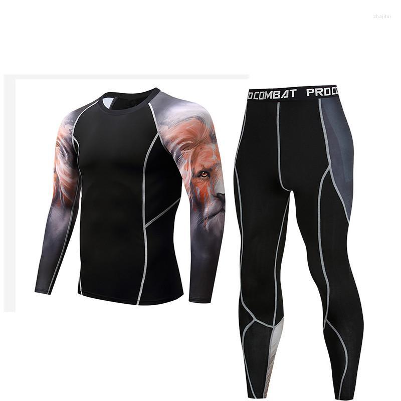 

Men' Tracksuits Men' MMA Fitness 3D Printing Suit Sportswear Long-sleeved Compression Base Shirt For Crossfit Top Rashguard Brand, 129