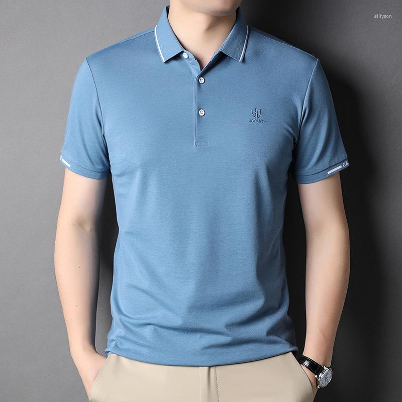 

Men's Polos MLSHP Summer Mens Polo Shirts Luxury Cotton Embroidery Business Casual Male Tops Solid Color Simple Man Tees 3XL, White
