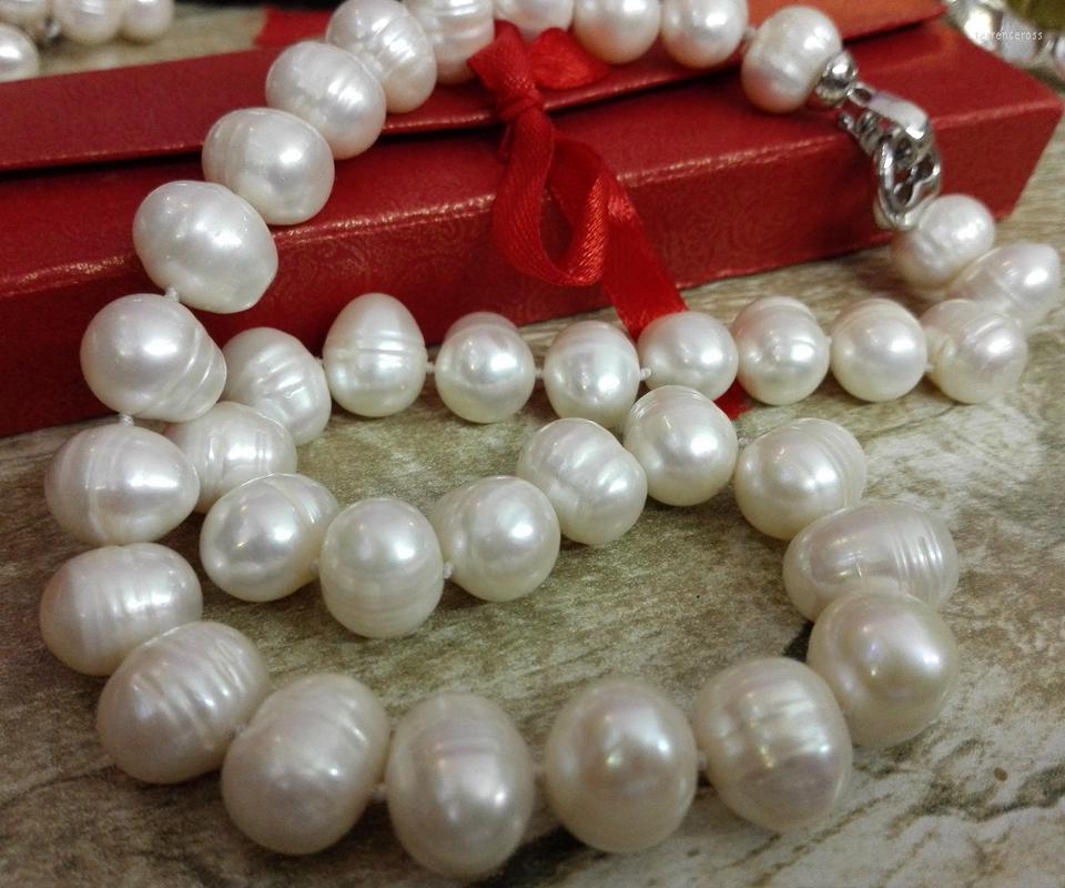 

Choker Wedding Women Jewelry 18'' 11mm-15mm Top Natural Freshwater Pearl White Necklace Highlight Handmade Free Box
