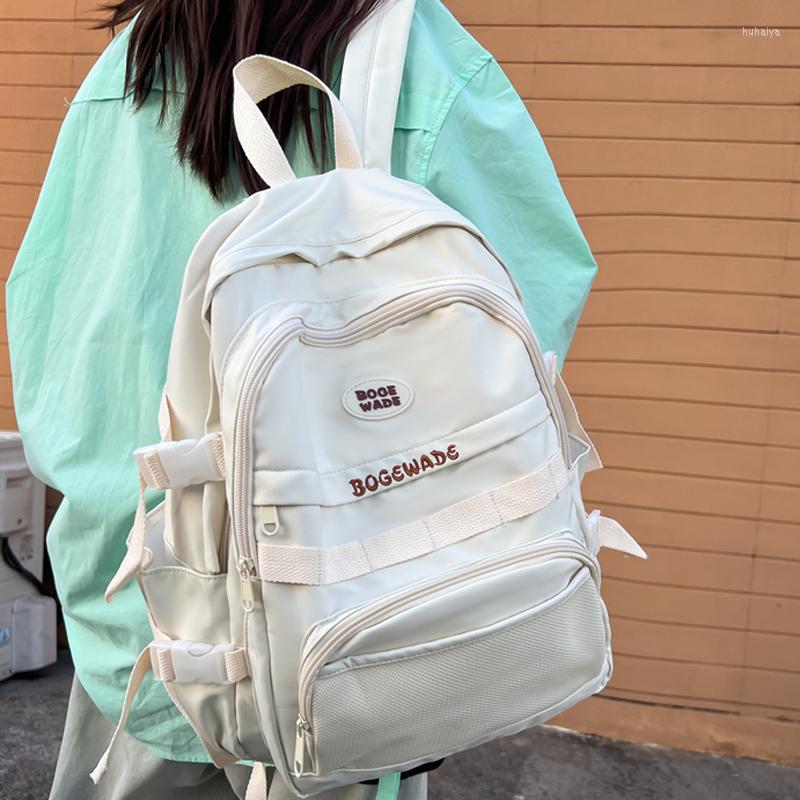 

Backpack Girls Nylon Travel Book Fashion Women School Bag Trendy Lady College Female Laptop Student Bags Men Boys, Black