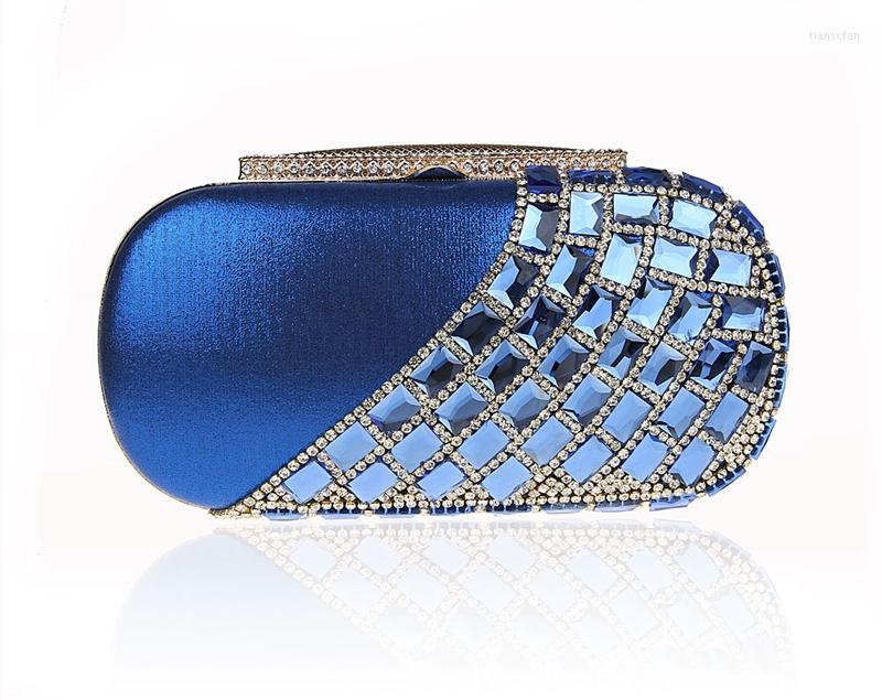 

Evening Bags 2022 High Fashion Blue Female Zircon Wallet Style Chain Handbag Banquet Clutch Mini Bag Totes Party Mujer Bolso 0430, Black