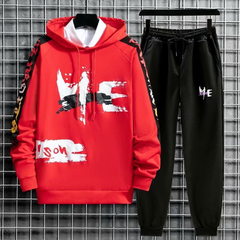 

Men's Tracksuits Men's Spring Autumn Sets Long Sleeve Hooded T Shirts Korean Style Trend Casual Harajuku Sportswear Men Fashion, Black
