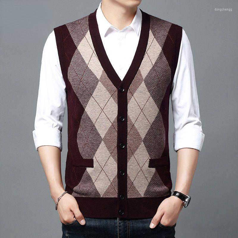 

Men's Vests 2022 Thick High Quality Men Sleeveless Slim Fit Sweater Cardigan Knit Vest Jacket Basic For Autumn And Winter Vintage Casual Z44, Qianhuise