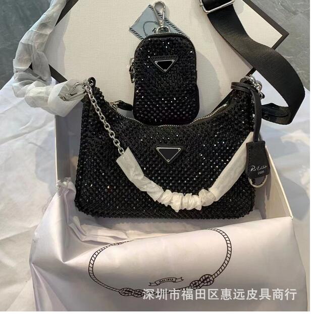 

2022 classic New Crossbody Bags handbag Fashion bright diamond women's three-in-one underarm new all-match mini Multi Pochette, Green