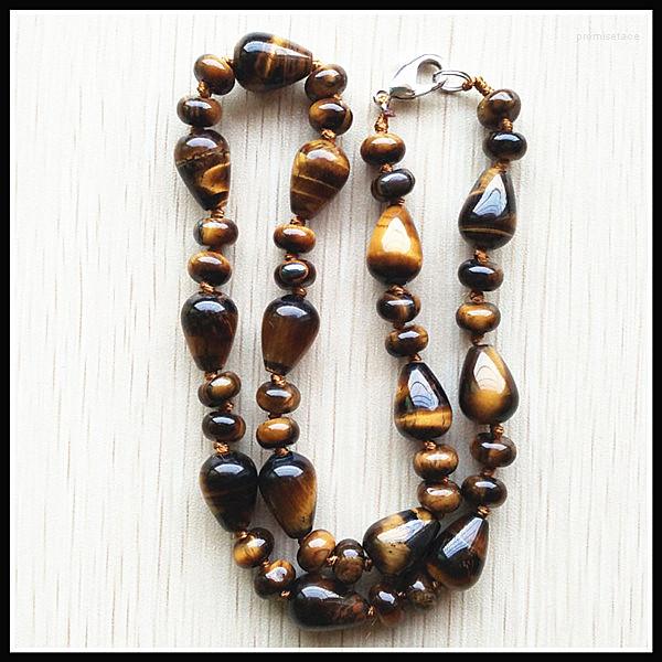 

Choker 1pcs Nature Semi Precious Stone High Quality Natural Tiger Eye Water Drop Beads Pendants & Necklace Jewelry 45cm Length