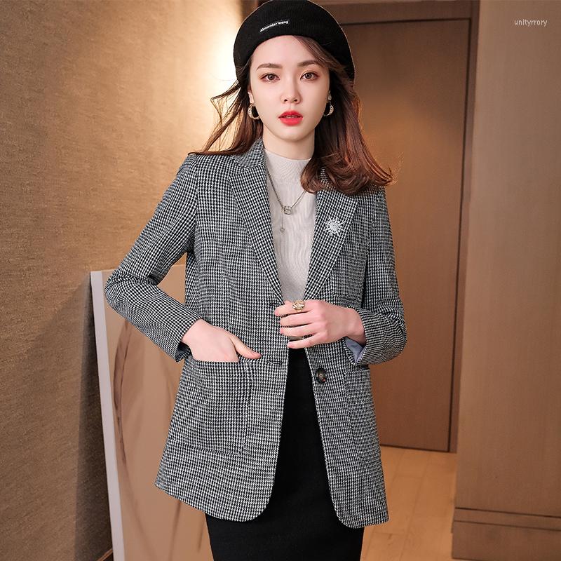 

Women' Suits Fashion Grey Blazer Women Jacket Ladies Long Sleeve Business Work Wear Office Uniform Style High Quality, Gray
