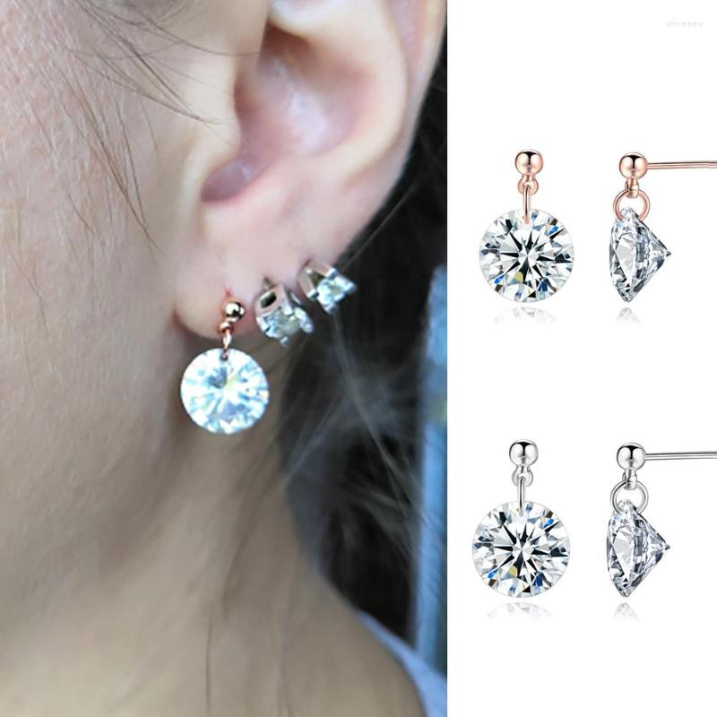 

Stud Earrings Classic Crystal Earring For Women Complete Clear Cubic Zirconia Rose Gold Color Fashion Jewelry Wedding Gifts E153