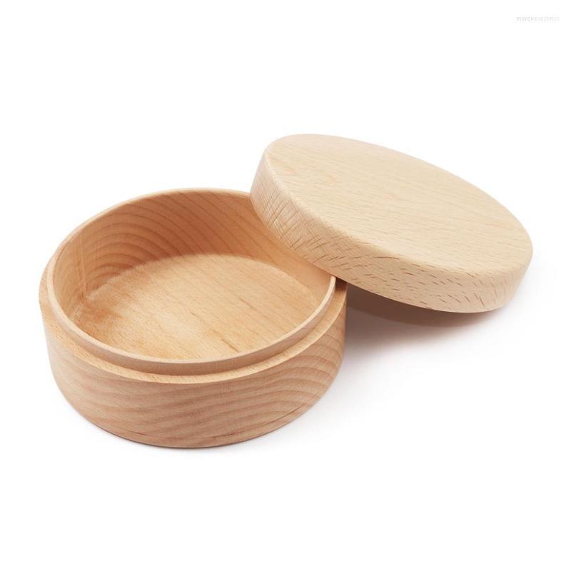 

Jewelry Pouches Doreen Box Wooden Organizer Round Natural Wood Carrying Cases Packing Displays Necklace&Earring Storage 5-10.7cm 1PC
