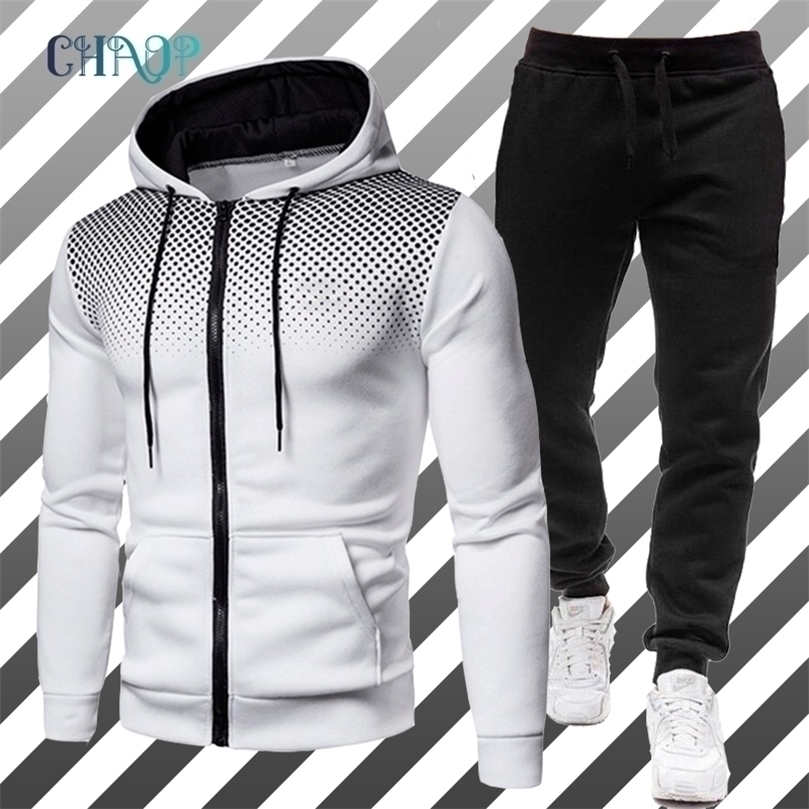 

Mens Tracksuits Zipper Hoodie Pants 2 Piece Autumn and Winter Suit Casual Sportswear Brand Male Clothing 220930, Red0