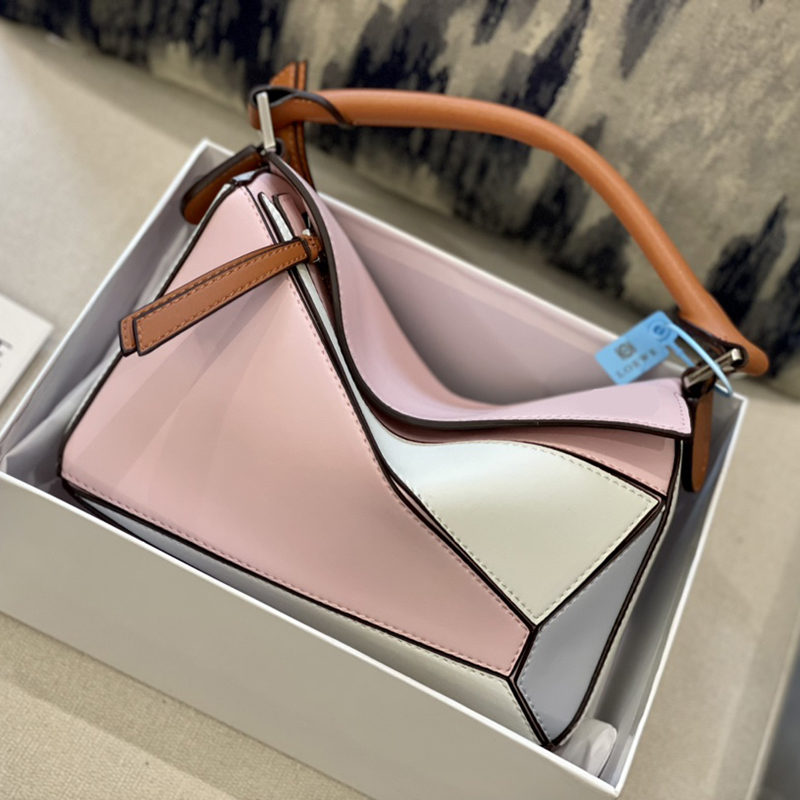

Handbags totes handbag deformation package purse soft grain Color matching 25cm 14cm purple bule black brown luxury designer bag mini puzzle edge bag A510U95X34, Orange-white