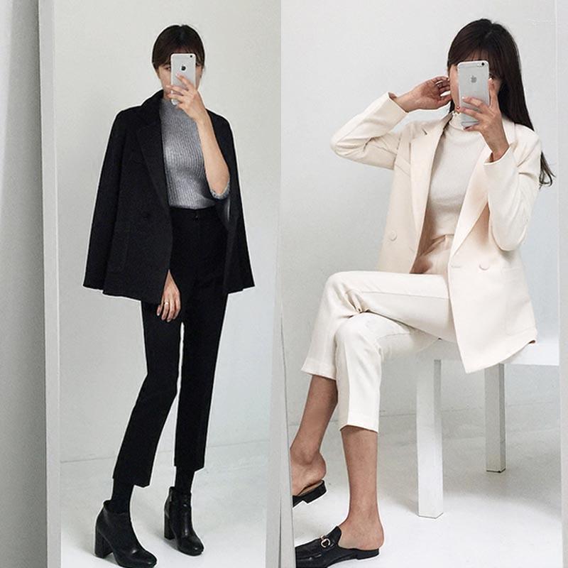 

Women' Two Piece Pants High Quality Style Women' Clothing Blazers Suit Lady' Casual Fashion Slim Black Ladies Trousers Jacket, Picture color