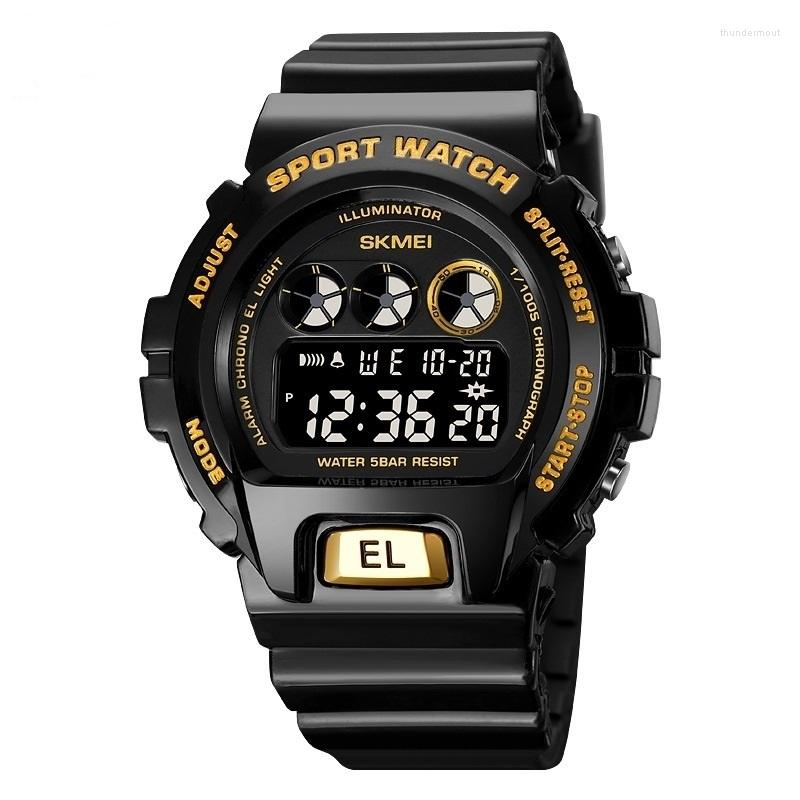 

Wristwatches Men And Women Student Watch Sports Waterproof Electronic Men's Fashion Multi-function Couple Table, Black