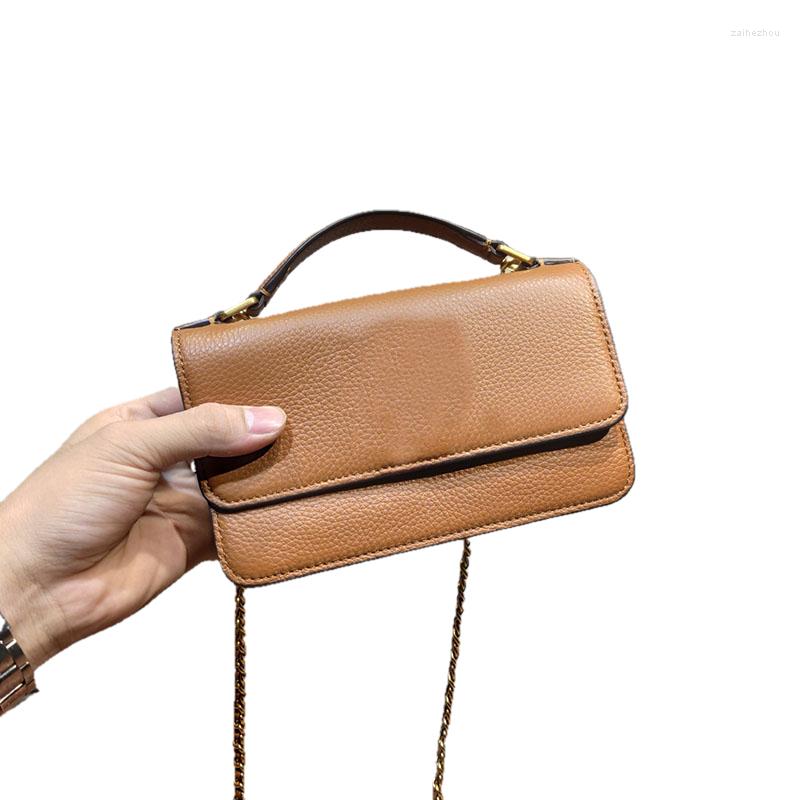 

Evening Bags Mini Simple Women Shoulder Bag Genuine Leather Material Chain Purse Black Brown Pink Gray Blue 5 Colors