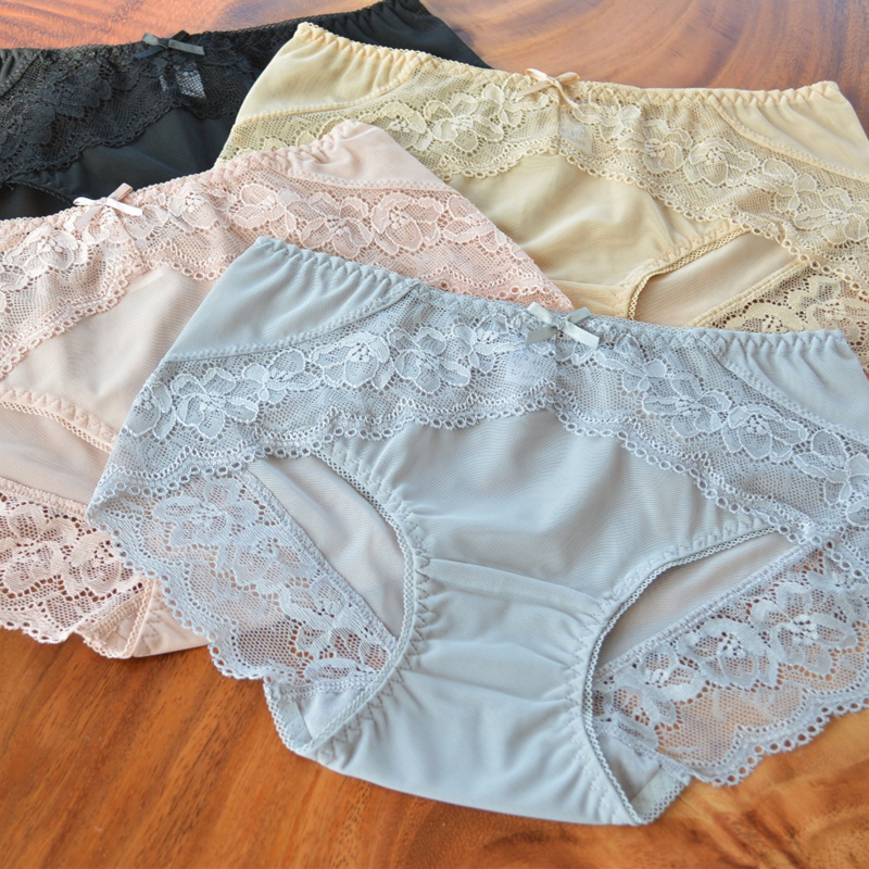 

Women Panties Sexy Lace Underwear Ladies Girl's Briefs Femal Lingeries Large Size Brief 5pcs/Pack Accept Mix Color, Gray