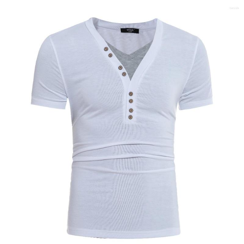 

Men's T Shirts 2022 Real S Men Selling Coconut Buckle V-neck Short-sleeved T-shirt, Black
