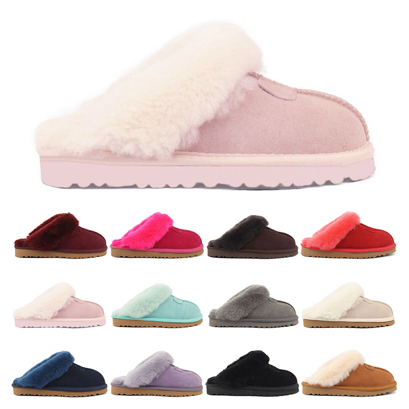 

designer wool Slippers winter Booties slides chestnut snow Scuffs Plush Rubber Indoor classic non slip mens women sports sneakers trainers size 34-43