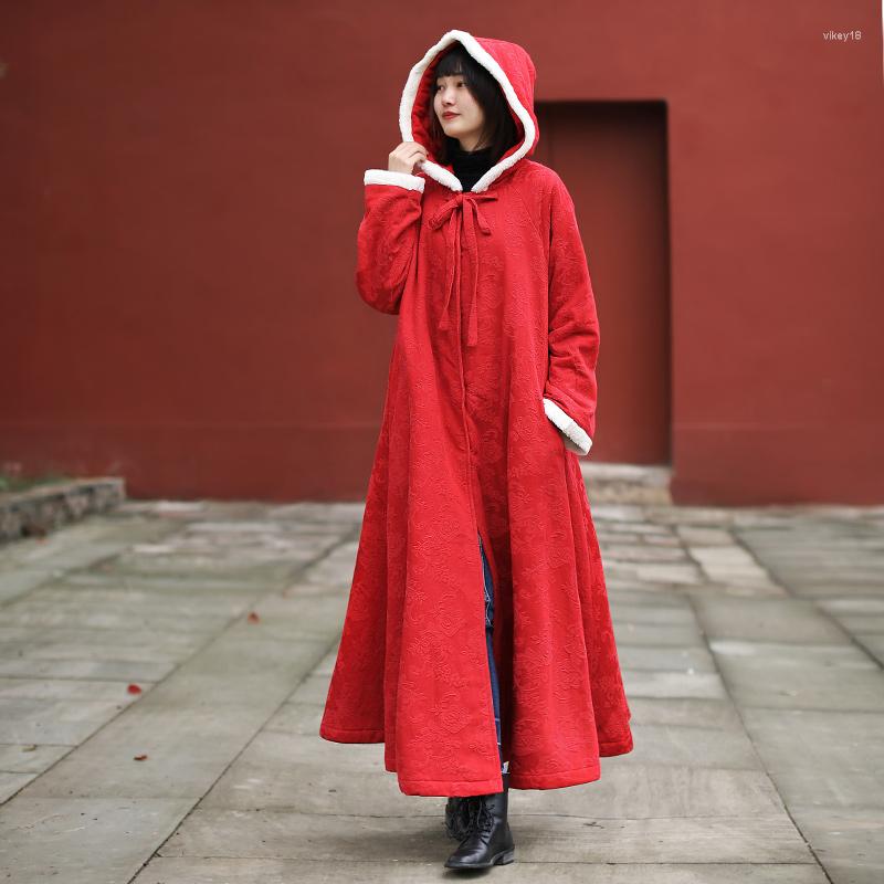 

Women's Trench Coats LZJN 2022 Women's Maxi Hooded Fleece Cape Coat Wedding Cloak Winter Long Cotton Linen, Blue