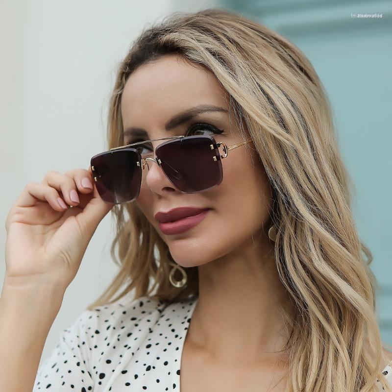 

Sunglasses European And American Fashion Men's Women's Square Metal Double Beam Modern Retro SunglassesSunglasses