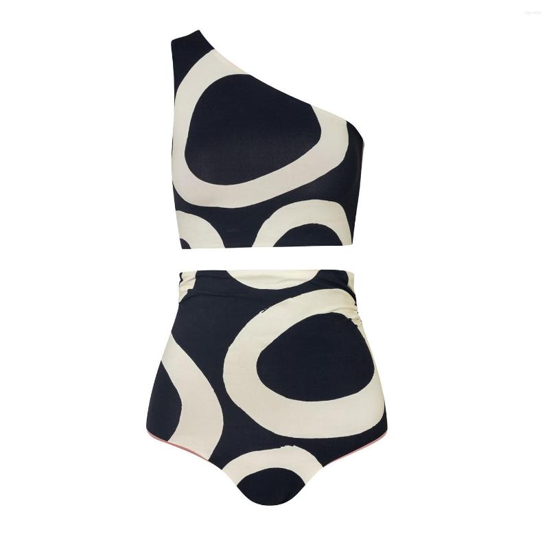 

Women' Swimwear One Shoulder Print Split Swimsuit Tankini Women Swimming Suits Triangle Micro Patchwork Plus Size Monokini Sexy, Silver