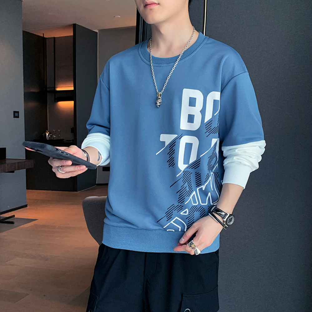 

Crew Sweatshirt Men Hip Hop Autumn Spring Casual High Street Patchwork O-neck Fashion Clothing Brand New, White