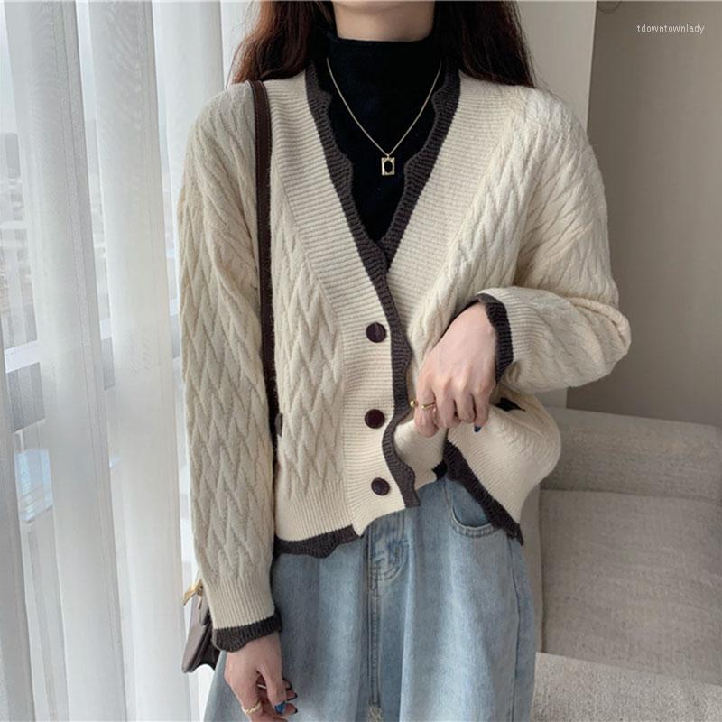 

Women's Knits Cardigan Women V-Neck Knitted Korean Style Loose Sweaters Streetwear Coats Tops Fashion Autumn Clothes, Black