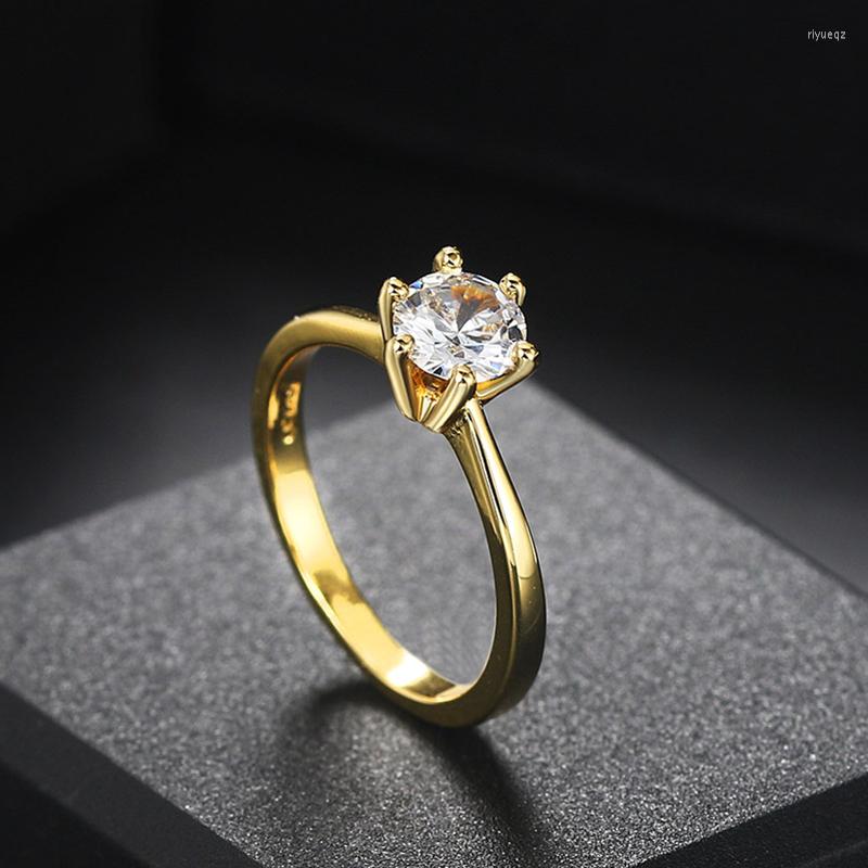 

Wedding Rings Classic 1 Carat Crystal For Women Shiny Zircon Engagement Proposal Marriage Anniversary Ring Fashion Jewelry R174