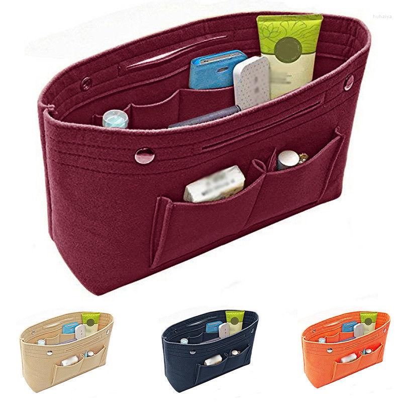 

Duffel Bags Women Lady Handbag Organizer Bag Multi Pockets Felt Travel Insert Liner Purse Organiser Multifunctional Cosmetic, Blue