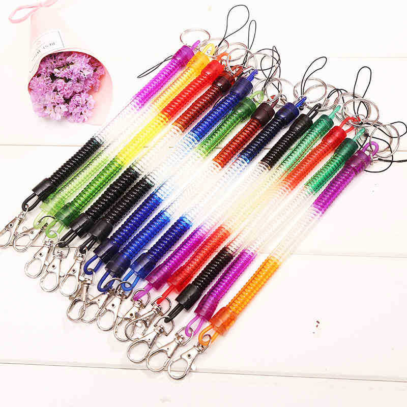 

Keychains Spring key rope plastic color spring mobile phone elastic good special