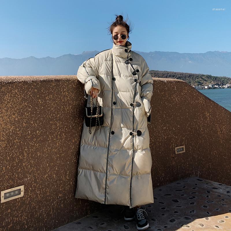 

Women' Trench Coats Winter Clothes Women Fashion Loose Thicken Warm Long Cotton Padded Coat Jacket Female Elegant Korean Overcoat Parkas, M58