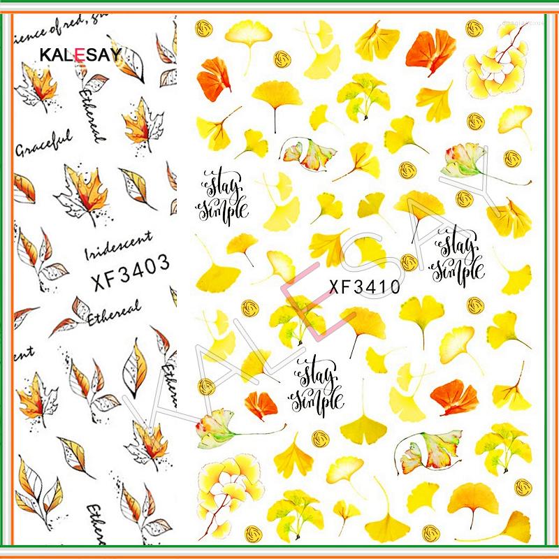 

Nail Stickers Autumn Abstract Maple Ginkgo Leaf Art For Manicure Cute Design Decoration Decals Designer Decor, Xf3379