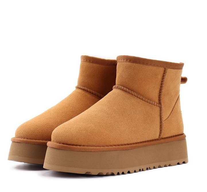

Hot sell Classic Mini Platform Boots Designer Women Men Snow Boots Real Leather Thick Bottom Brown Slip-on Australia Australian Booties Winter Bottes, Grey