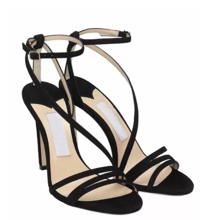 

Women's fashion sandals leather three strip ankle buckle summer elegant fashion wedding party high-heeled shoes