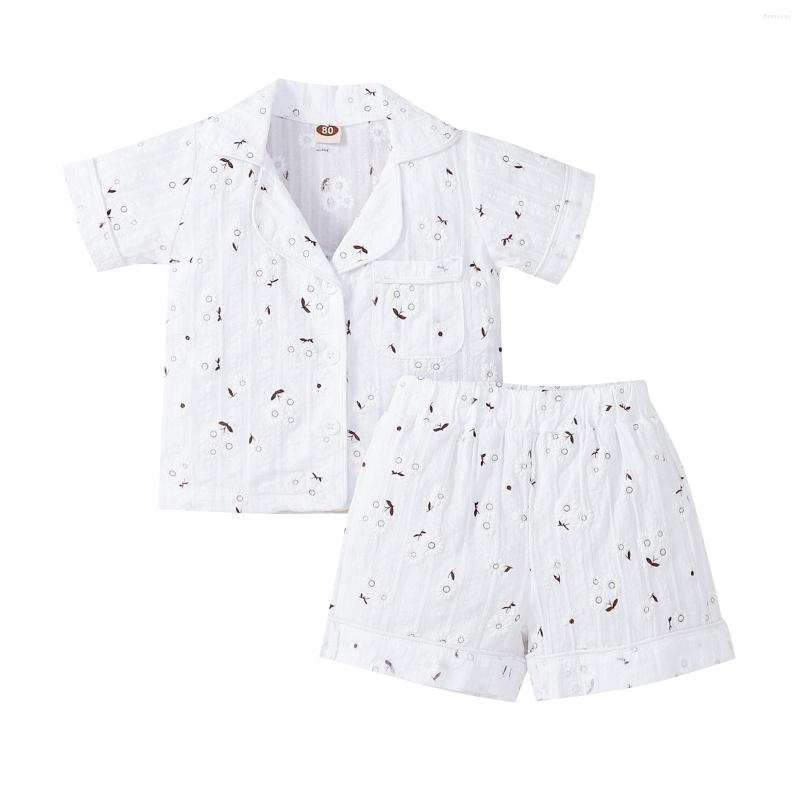 

Clothing Sets Toddler Kids Baby Girls Casual Suit Short Sleeve Embroidery Flower Pattern Tops Shirt Loose Pants 6M-4T, Picture shown