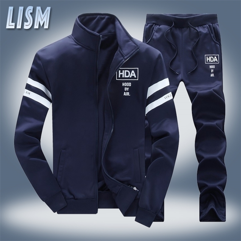 

Mens Tracksuits LISM Brand Autumn Men Sets Sweatshirt Pants Sporting Sweat Suits With Zipper Sportswear Male 2 Piece Casual Tracksuit 220930, Grey d75