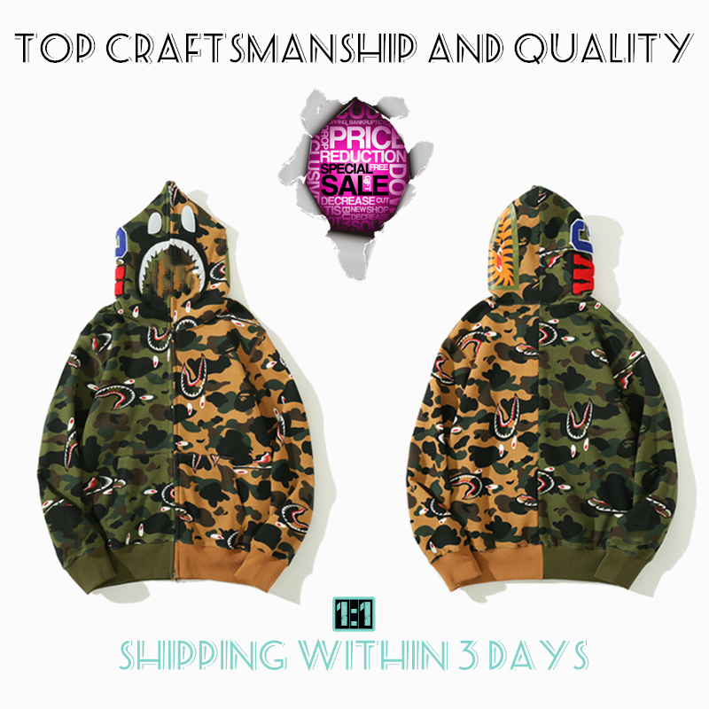 

Top Craftsmanship Mens hoodies apes hoodie designer jacket shark pullover tiger full zip color Harajuku sweatshirt Fashion co-branding camouflage hoodys 2-6, No.21