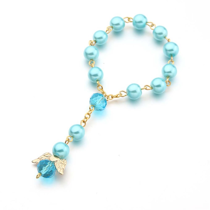 

Baby Bracelet Jewelry Angel baptism favors colorful pearl favor finger rosaries christening favor recuerditos para bautizo finger rosaries 2268 E3, Golden